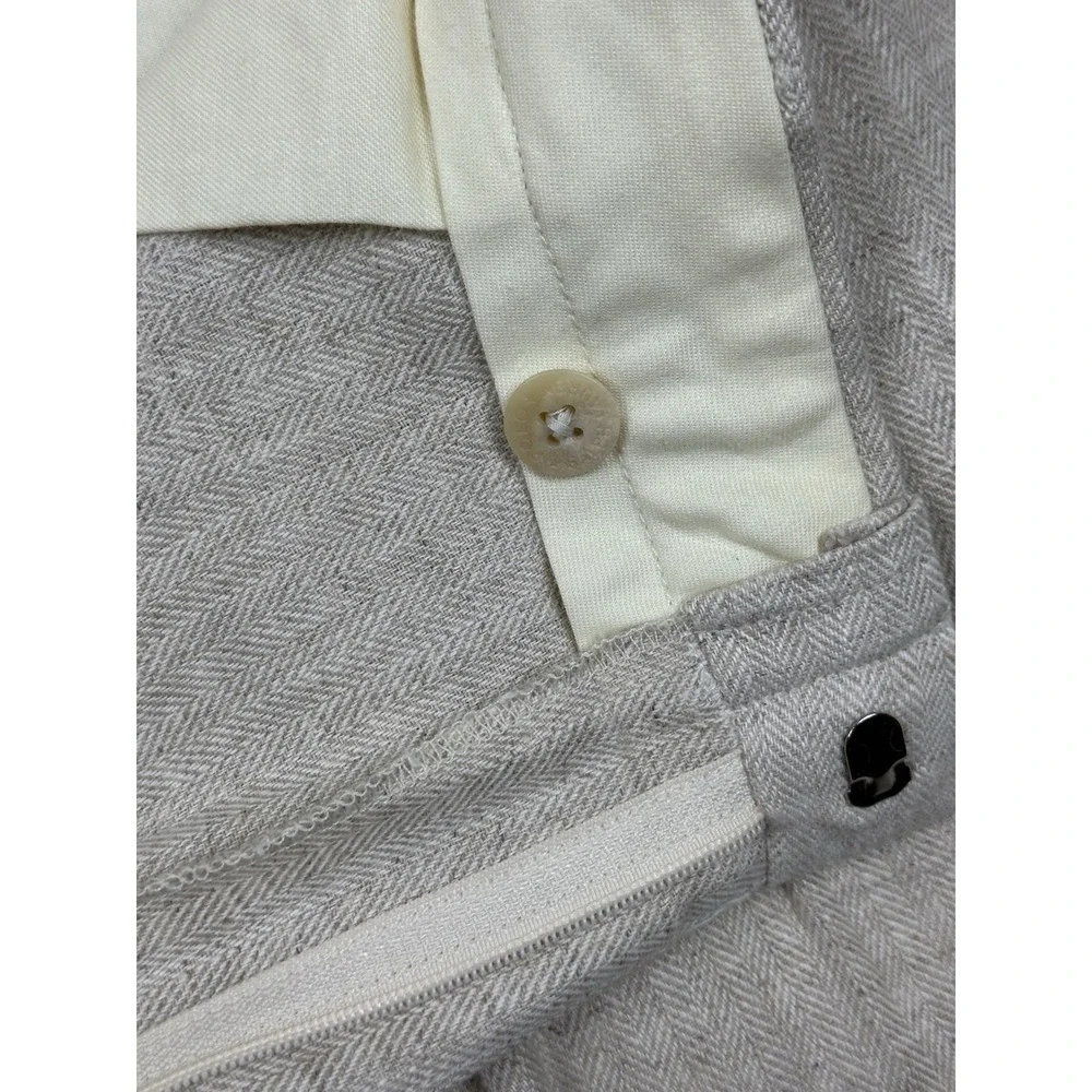 Vintage Polo Ralph Lauren Pants Men 38x34 (Fit 38x29) Beige Linen Double Pleated